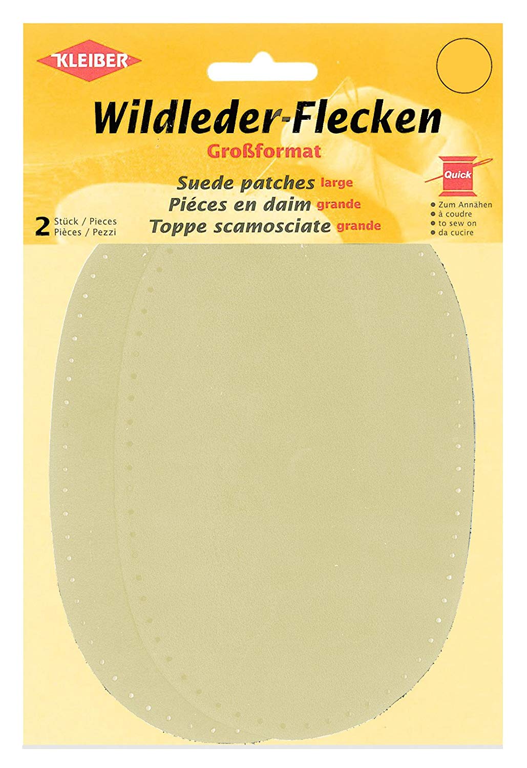 Kleiber Large Suede Sew on Trouser/Arm Patches, Beige, 16x10 cm