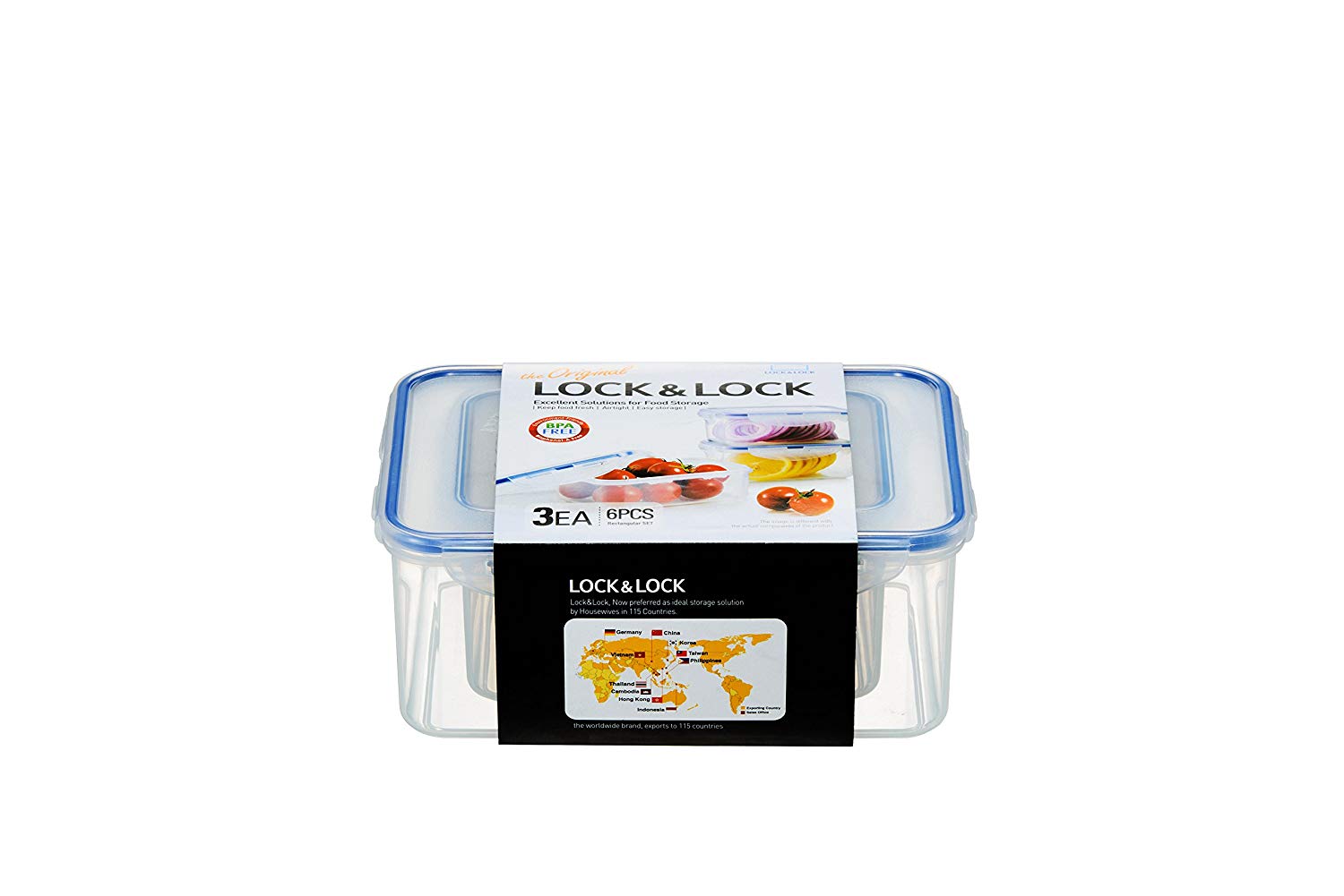 LocknLock Set of 3 Food Storage Containers with Lids Airtight, Leakproof, Rectangular Clear Plastic Food Storage Containers - Image 4