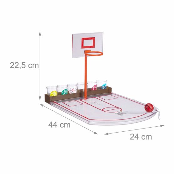 Relaxdays Basketball Drinking Game, 6 Shot Glasses, Basket + Ball, Party Game HxWxD 22.5 x 24 x 44 cm, Transparent - Image 4