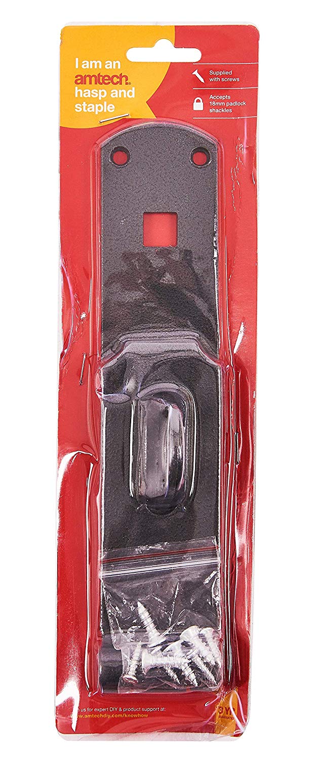 Amtech T2250 350mm (14") x 50mm (2") hasp and Staple, Black - Image 3