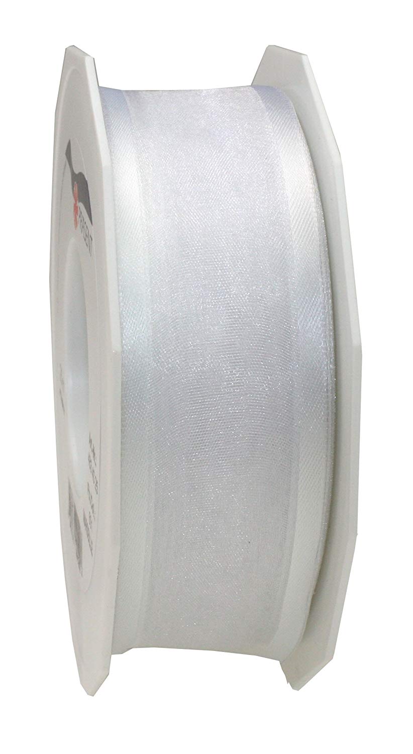 C.E. Pattberg Präsent - Marseille Wired Organza Ribbon White 40 mm width, 25 m length, Syringa, 40mm - 25m
