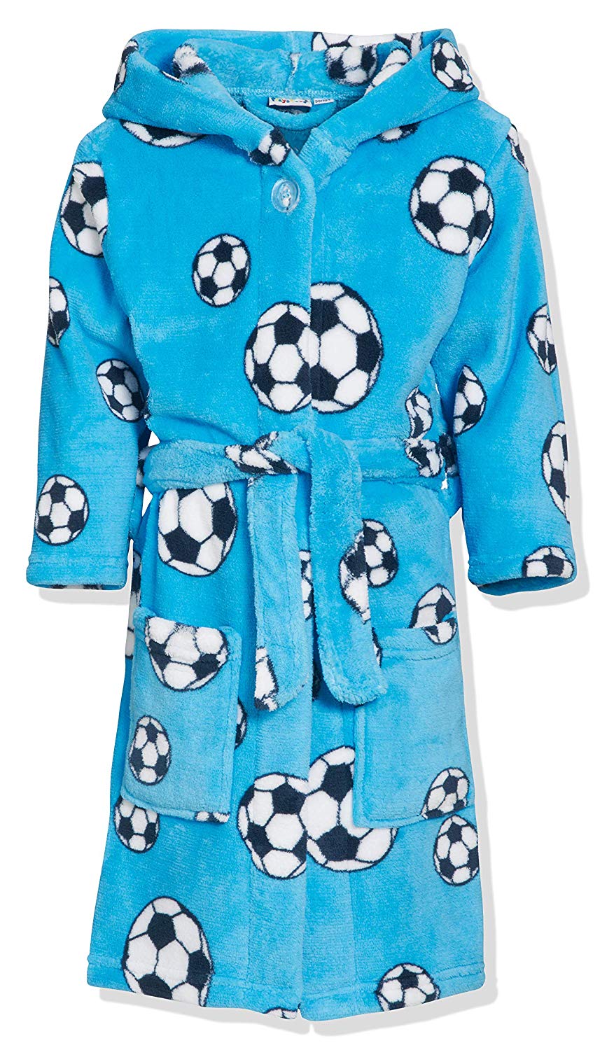 Playshoes Boy's Fleece Bathrobe Football, Bathrobe, Blue, 146-152, blue football