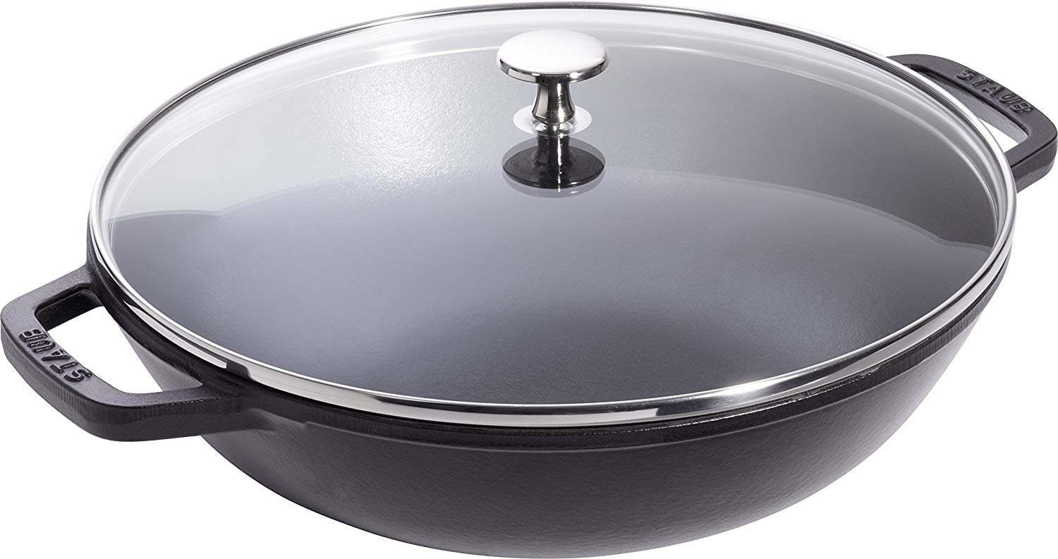 Staub Round Cast Iron Wok with Lid and Rack, 30 cm - Image 2
