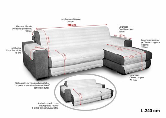ELEGANT Quilted Sofa Cover, Bordeaux 240cm + chaiselongue - Image 2