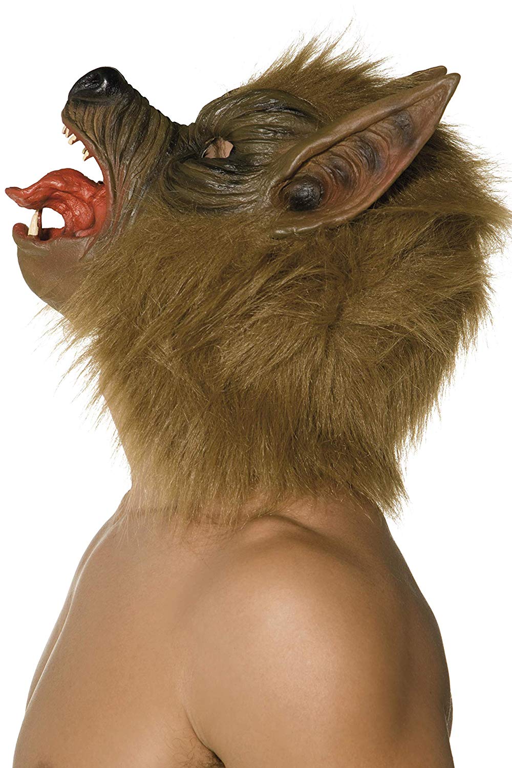Smiffys Wolf Mask, Brown Overhead, Latex, Halloween Fancy Dress Accessory, Adult Dress Up Masks - Image 2