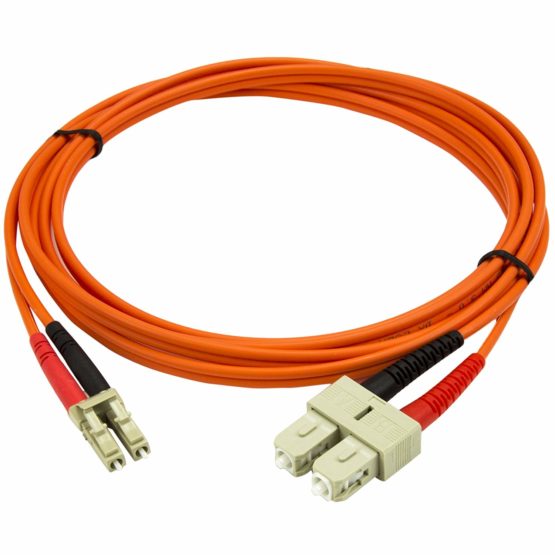 StarTech 2m Fiber Optic Cable - Multimode Duplex 50/125 - LSZH - LC/SC - OM2 - LC to SC Fiber Patch Cable, Green - Image 2