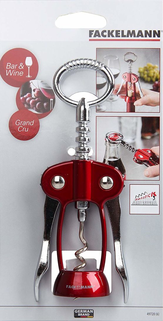 Fackelmann Corkscrew Grandcru Zinc Plated, Metal, Red/Silver, 17 x 11.7 x 4 cm - Image 2