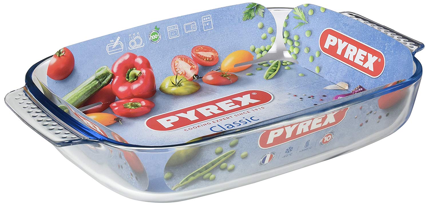 Pyrex Borosilicate Glass Rectangular Roaster with Easy Grip Handles, 39x25cm, transparent, 25 cm - Image 2