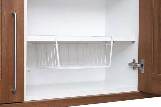 Premier Housewares White Under Shelf Storage Basket for Cupboard Cupboard Shelf Organiser Pantry Storage Baskets Store Organiser for Cupboard. - Image 3