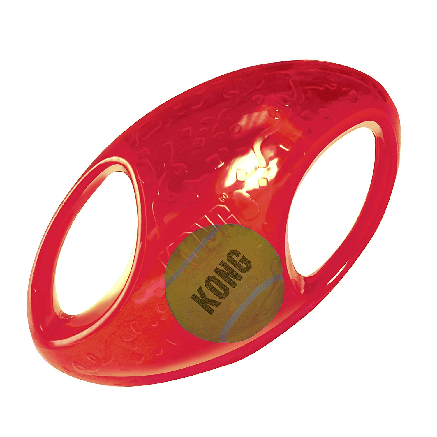 KONG - Jumbler Football - Interactive Fetch Dog Toy with Tennis Ball (Assorted Colours) - For Medium/Large Dogs - Image 3