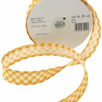 Inastri 25/5/ 5 mm Cotton Bias Binding in Mustard Yellow Rustic Gingham 3469, COL-3469