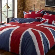 Rock N Roll Funky Union Jack British Uk Blue Red White Single Duvet Cover Bedding Bed Set, Blue