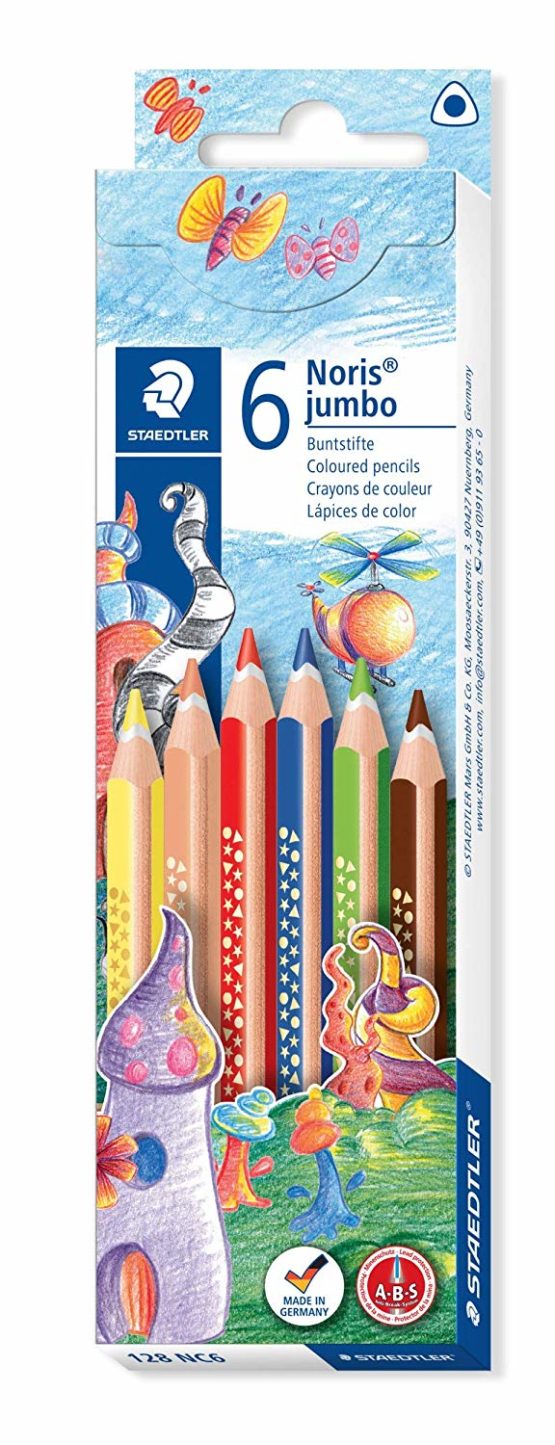 STAEDTLER 128 NC6 Noris Club Jumbo Colouring Pencil Trihedron 4 mm Cardboard Box with 6 Colours