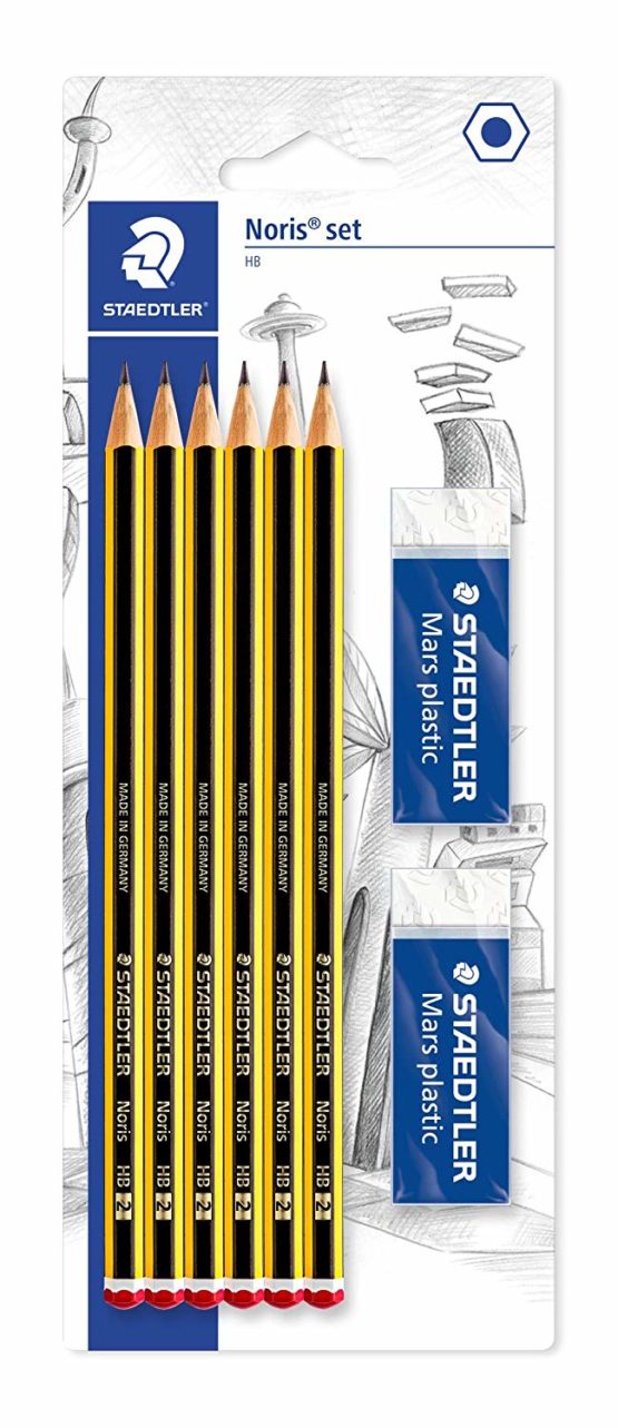 Staedtler 120 RBK6D Pencil HB Pack of 6 with 2 Erasers