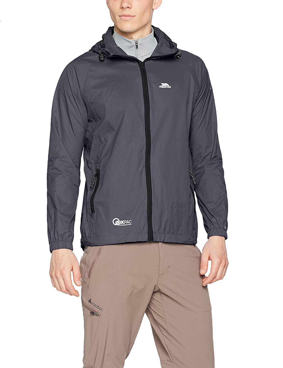 Trespass Adults Waterproof Jacket Qikpac, Lightweight Packaway Raincoat, 2 Zip Pockets, Full Body Front Zip, Adjustable Hood