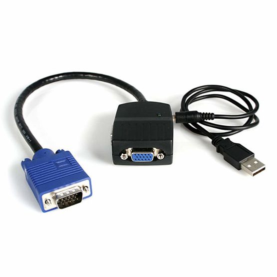 StarTech 2 Port VGA Video Splitter - USB Powered - 2048x1536 - VGA Video Monitor Splitter Dual Port (ST122LE),Black