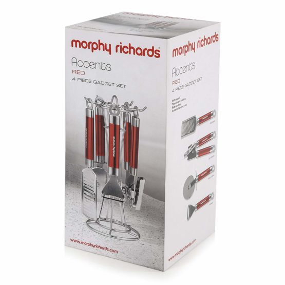 Morphy Richards 46811 Kitchen Utensils Set, Accents Range, Kitchen Gadget Set, Stainless Steel, Red, 4-Piece - Image 4