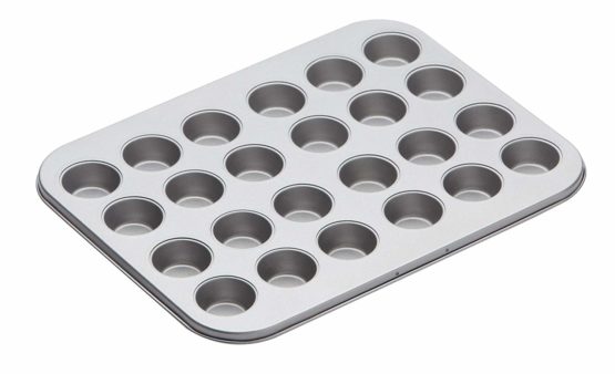 KitchenCraft KC2BK22 Non Stick Mini Muffin Tin / Mince Pie Baking Tray, 24 Holes, 35 x 27 cm Silver