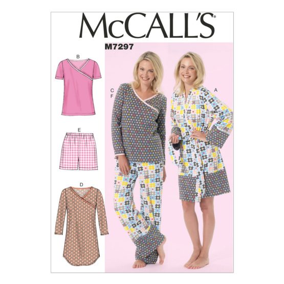 McCall's Patterns 7297 RR,Misses/Women's Robe,Belt,Tops,Dress,Shorts and Pants,Sizes 18W-24W, cotton, Multicolor, (18W-20W-22W-24W)