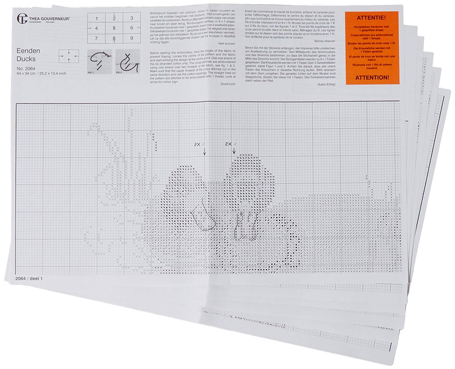 Thea Gouverneur Ducks On Aida Counted Cross Stitch Kit-25.5-inch x 13.5-inch 18 Count, Multi-Colour, 64x34cm - Image 2