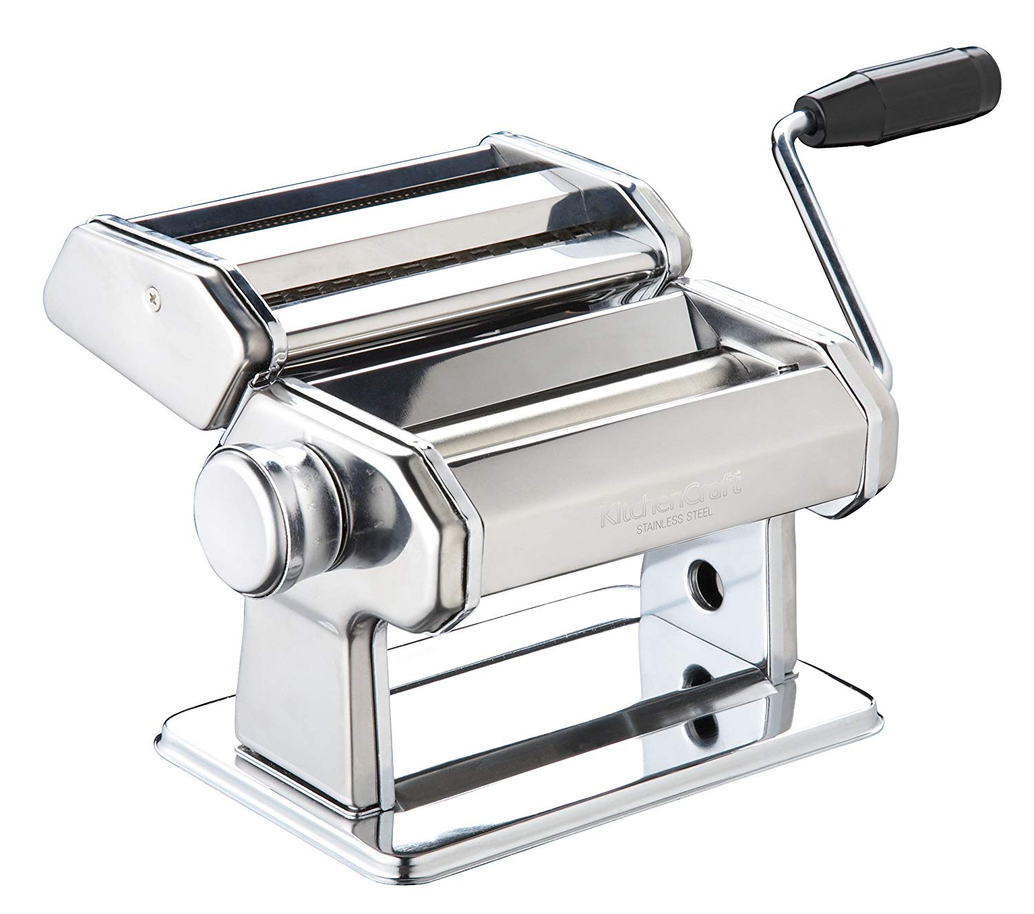 KitchenCraft World of Flavours Pasta Maker, Manual Pasta Machine with 9 Adjustable Thickness, Italian Deluxe