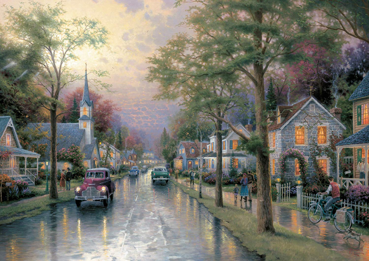 Schmidt Spiele, Thomas Kinkade: Hometown Morning (1000 pc), Puzzle, Ages 12+, 2. Scenic Settings - Image 2