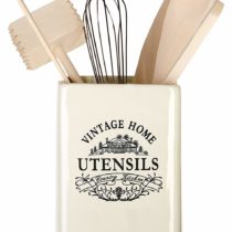 Premier Housewares 721233 Vintage Home Utensil Holder - Cream, H15 x W11 x D11cm