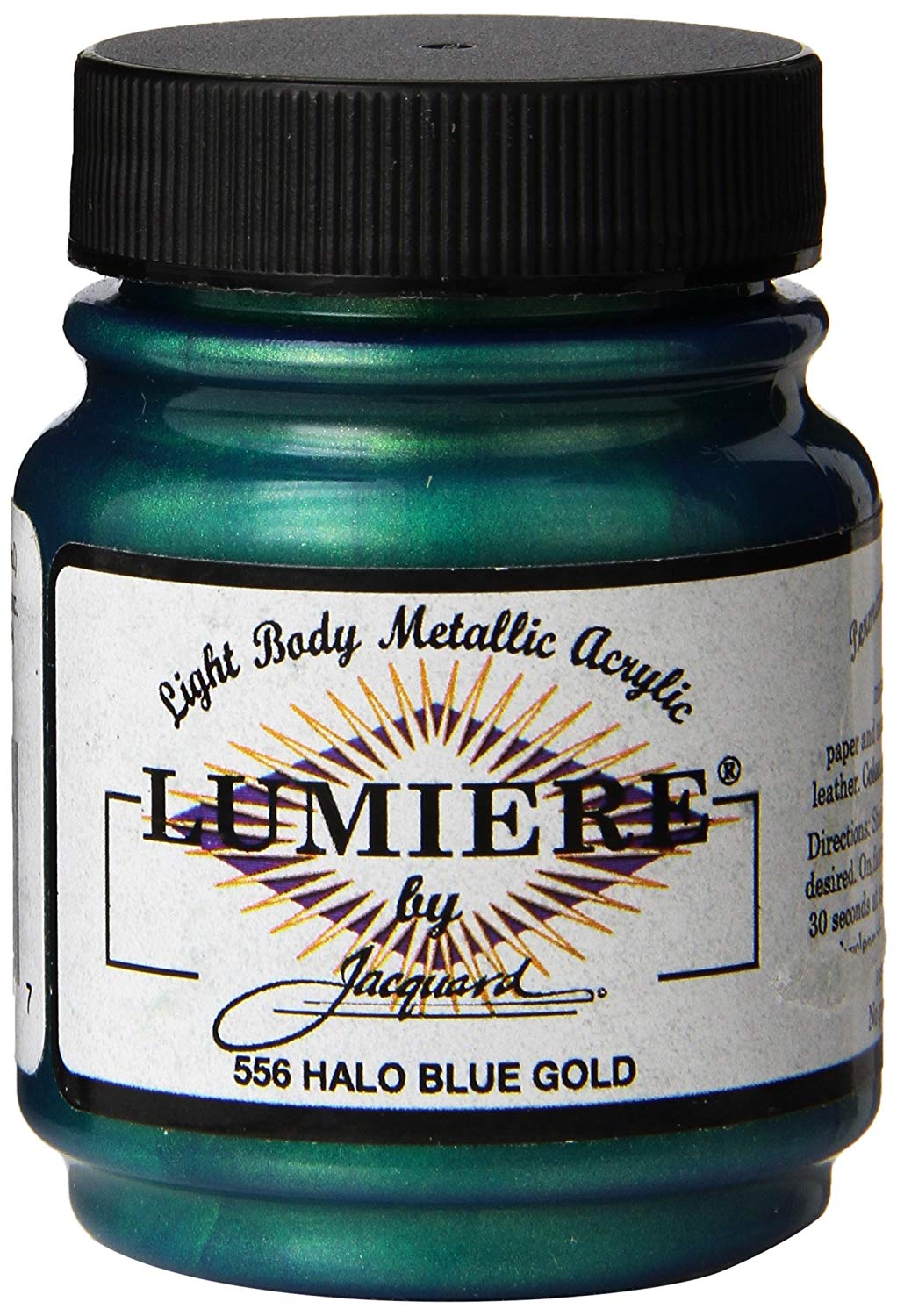 Jacquard Lumiere, Flexible Metallic Paint for Fabric Leather and More, Halo Blue Gold 2.25 fl ozl (66.5 m)
