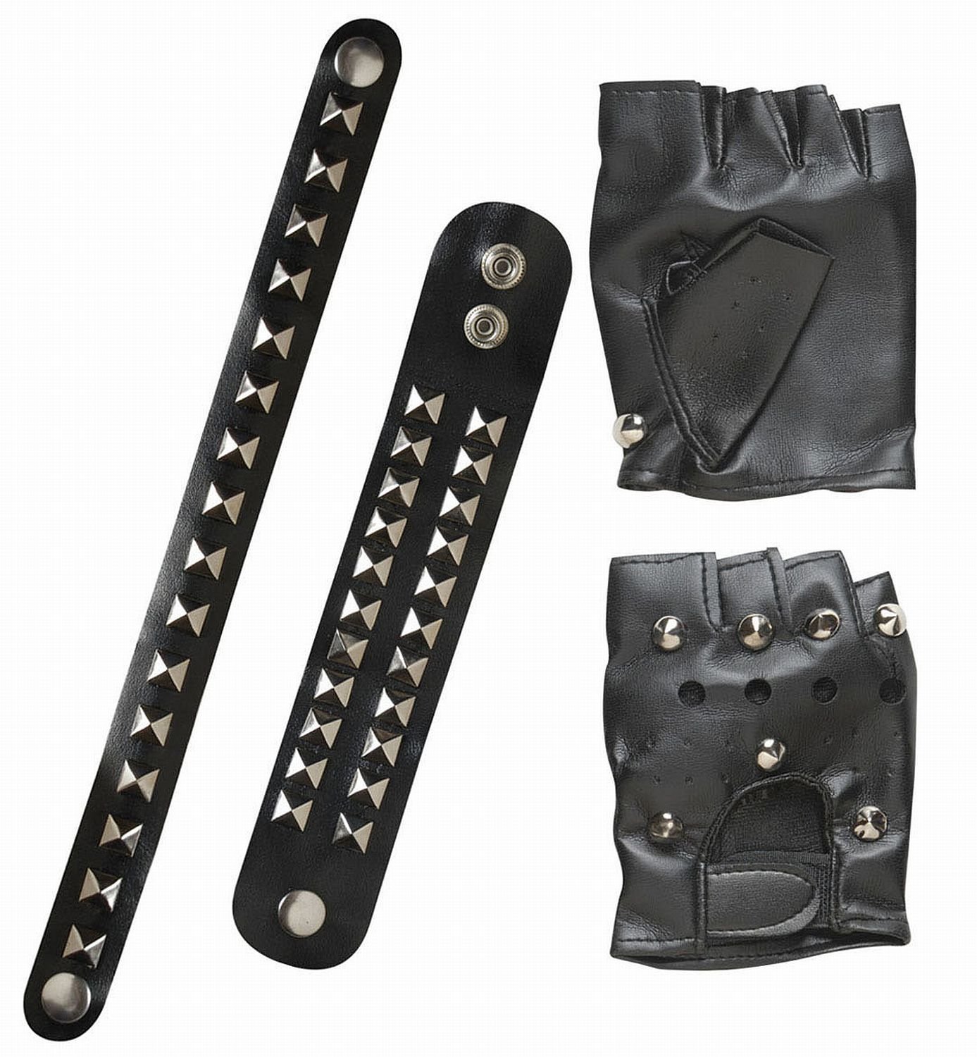 W WIDMANN MILANO Party Fashion Biker/Rocker Set /Bracelet/Choker Feather Gloves for Fancy Dress Costumes Accessory