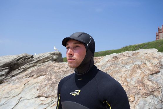 Osprey Surf Hood Wetsuit 2mm Neoprene Peaked Cap, Unisex, Black - Image 3