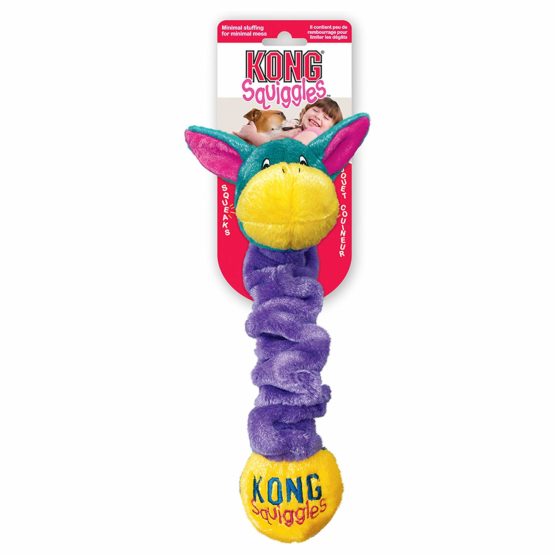 KONG - Squiggles - Stretchy Plush Dog Toy with Squeaker - For Large Dogs (Assorted Characters)
