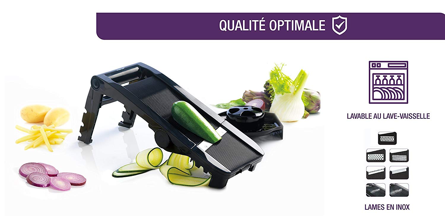 Mastrad Mandoline Slicer, 5 Interchangeable Stainless Steel Blades, Hand held, Non Slip Handle, Hand Guard - Image 2