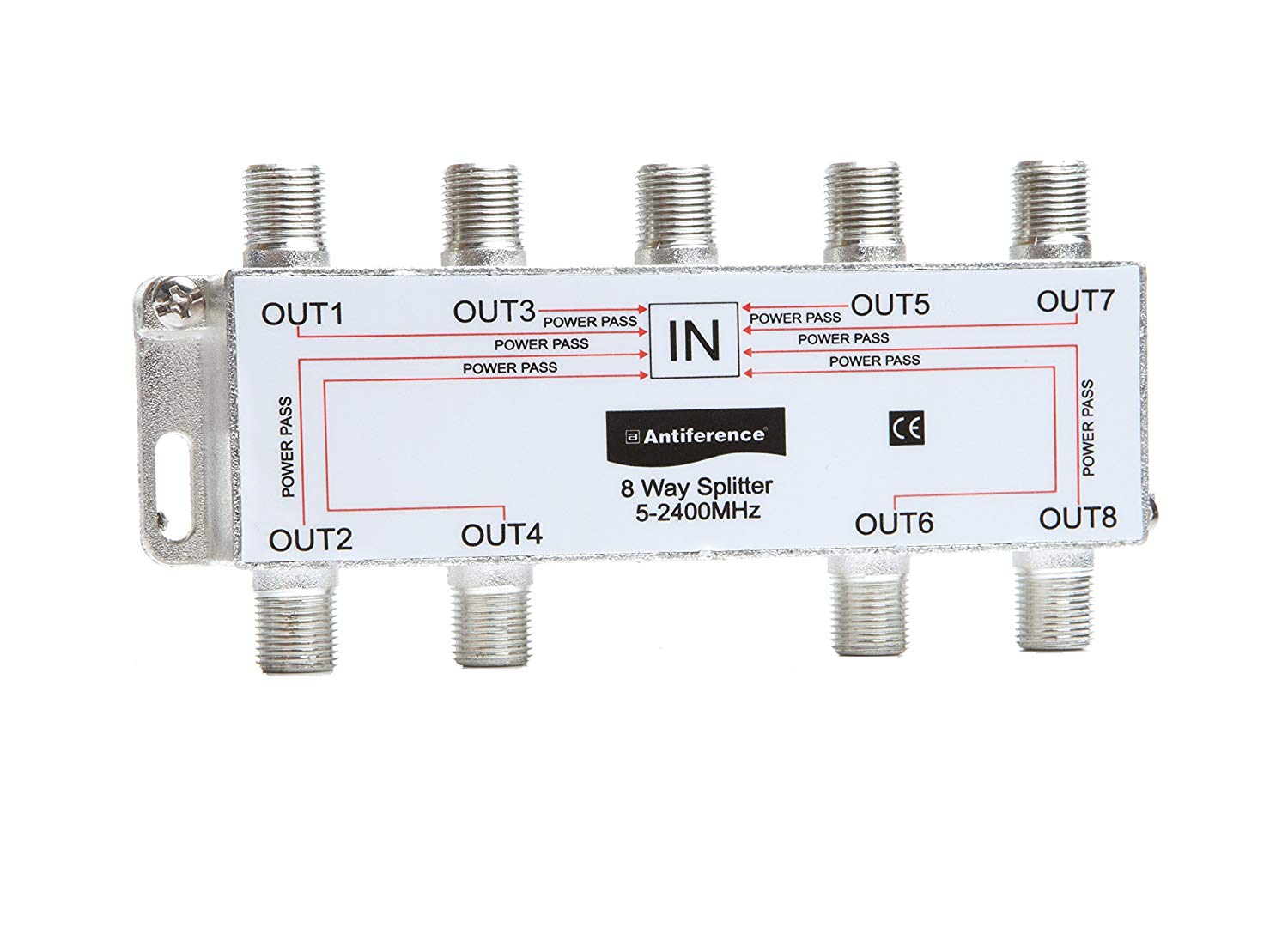 Best Price Square Antiference AS08 8 Way F-Type Indoor TV Signal Splitter