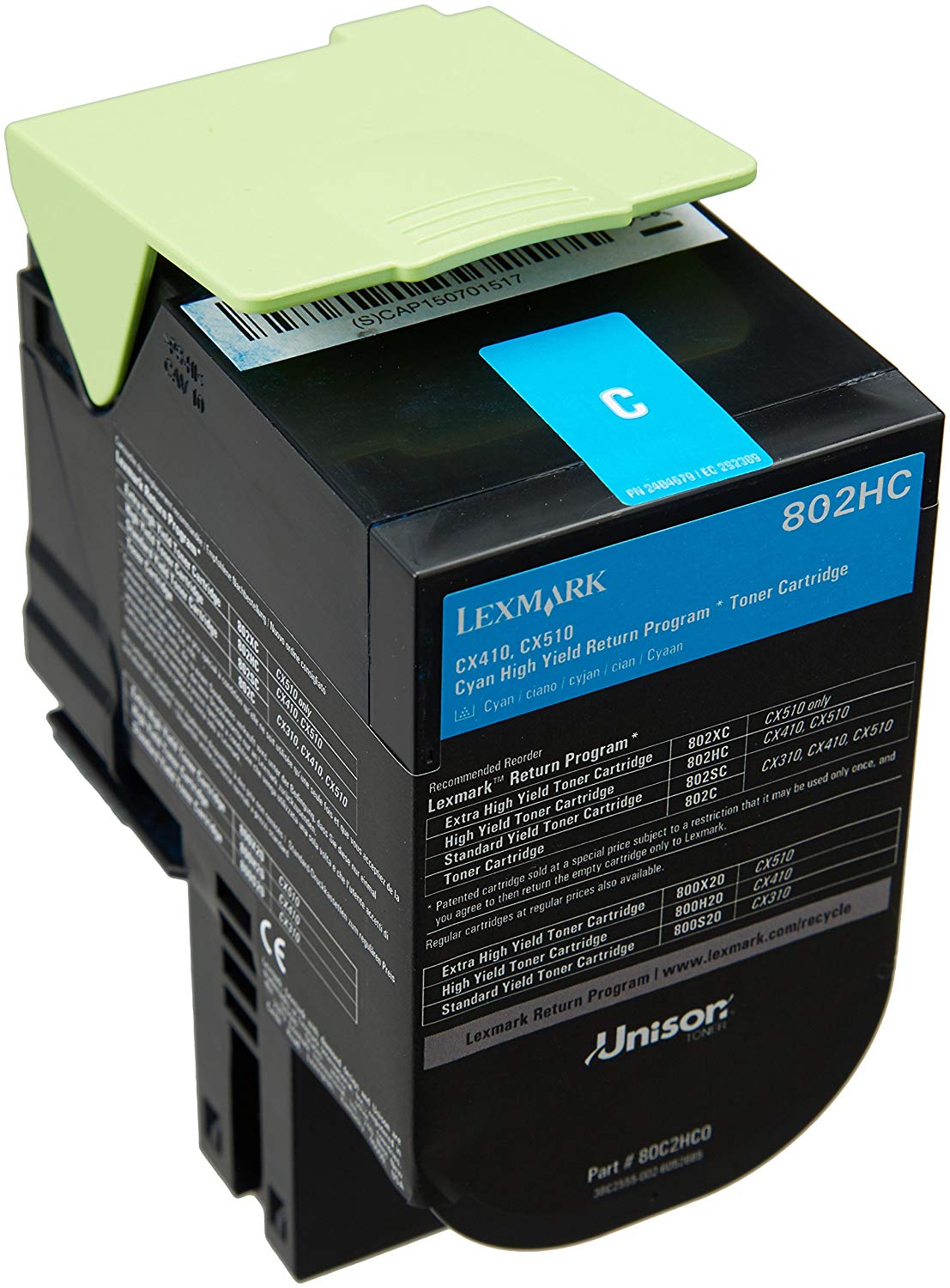 Lexmark Cy Rtn Prog 3K Tnr 80C2HC0, Black, Normal