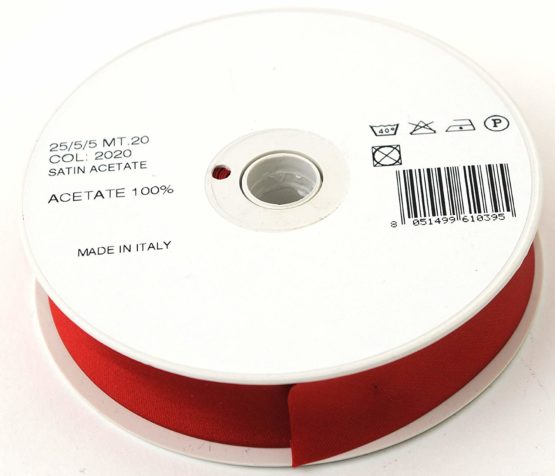 Inastri Acetate Satin Bias Binding 25/5/5mm Colour Red 2020 - Image 2