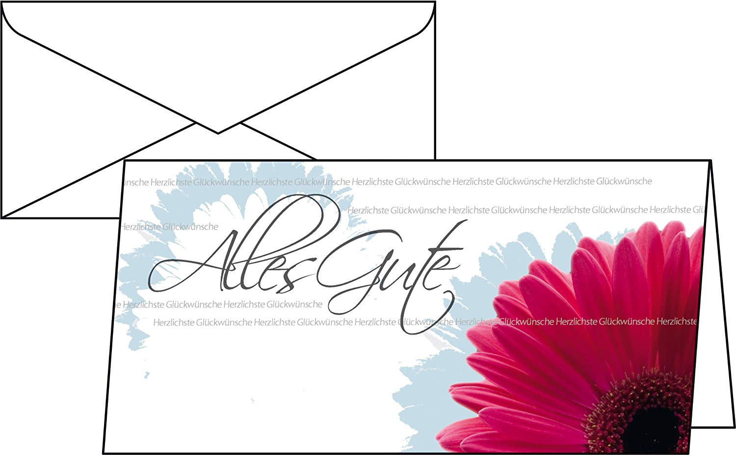 Sigel DS209 Greetings Cards with German Text "Alles Gute" ("All the Best") Pack of 10 / DIN Long 2/3 A4 / 220