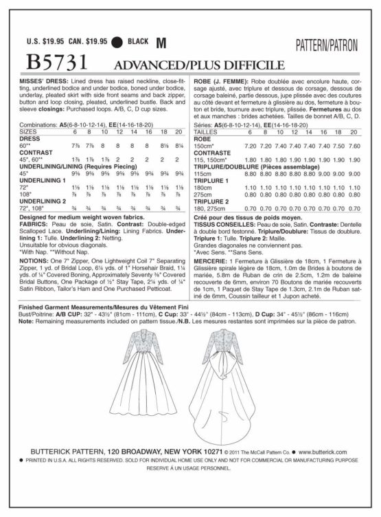 Butterick Patterns B5731 Size EE 14-16-18-20 Misses' Dress, Pack of 1, White - Image 3
