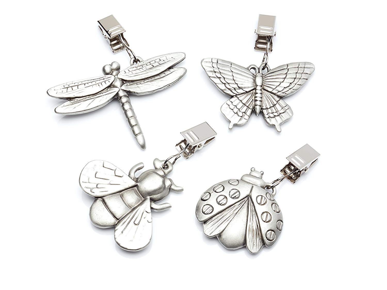 KitchenCraft Vintage Pewter Insect Tablecloth Weights, Set of 4
