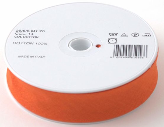 Inastri 25/5/5 mm Cotton Bias Binding, Orange - Image 3