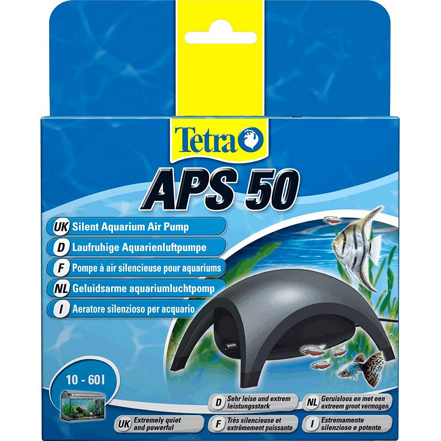 Tetra APS50 Silent Aquarium Air Pump for Fish Tanks,Black,10 - 60 Litre