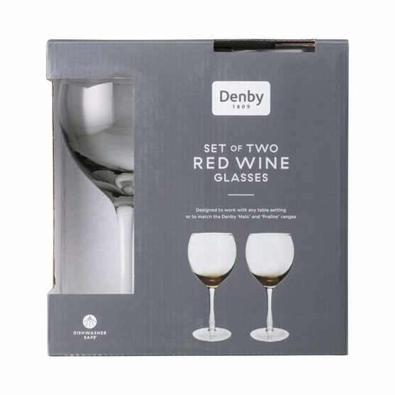 Denby 0.475 Litre Glass Halo/ Praline Wine Glass, Pack of 2, Red - Image 2