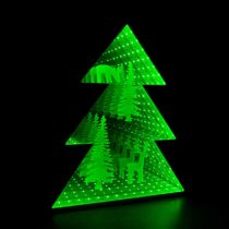 Global Gizmos Xmas Tree Infinity Mirror Light with Reindeer Scene, Green