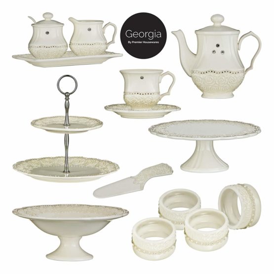 Premier Housewares Diamante Georgia Cake Slice - Cream - Image 2