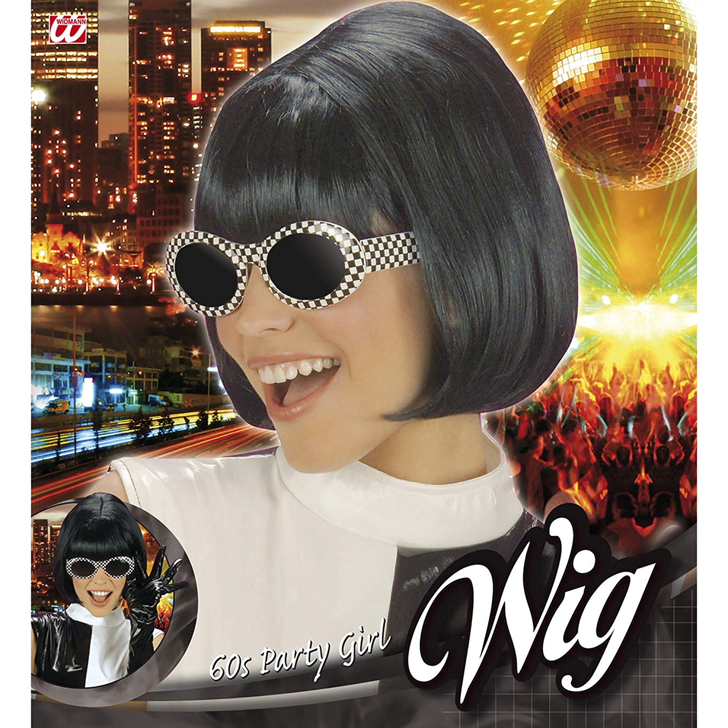 W WIDMANN MILANO Party Fashion Ladies 60s Party Girl Wig for Hair Accessory Fancy Dress, One Size, black - Image 2