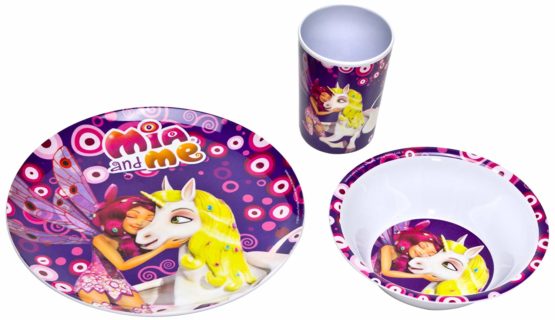 Mia and me - Melamine Dinnerware Set Breakfast (3 pcs) Plate Cup Bowl