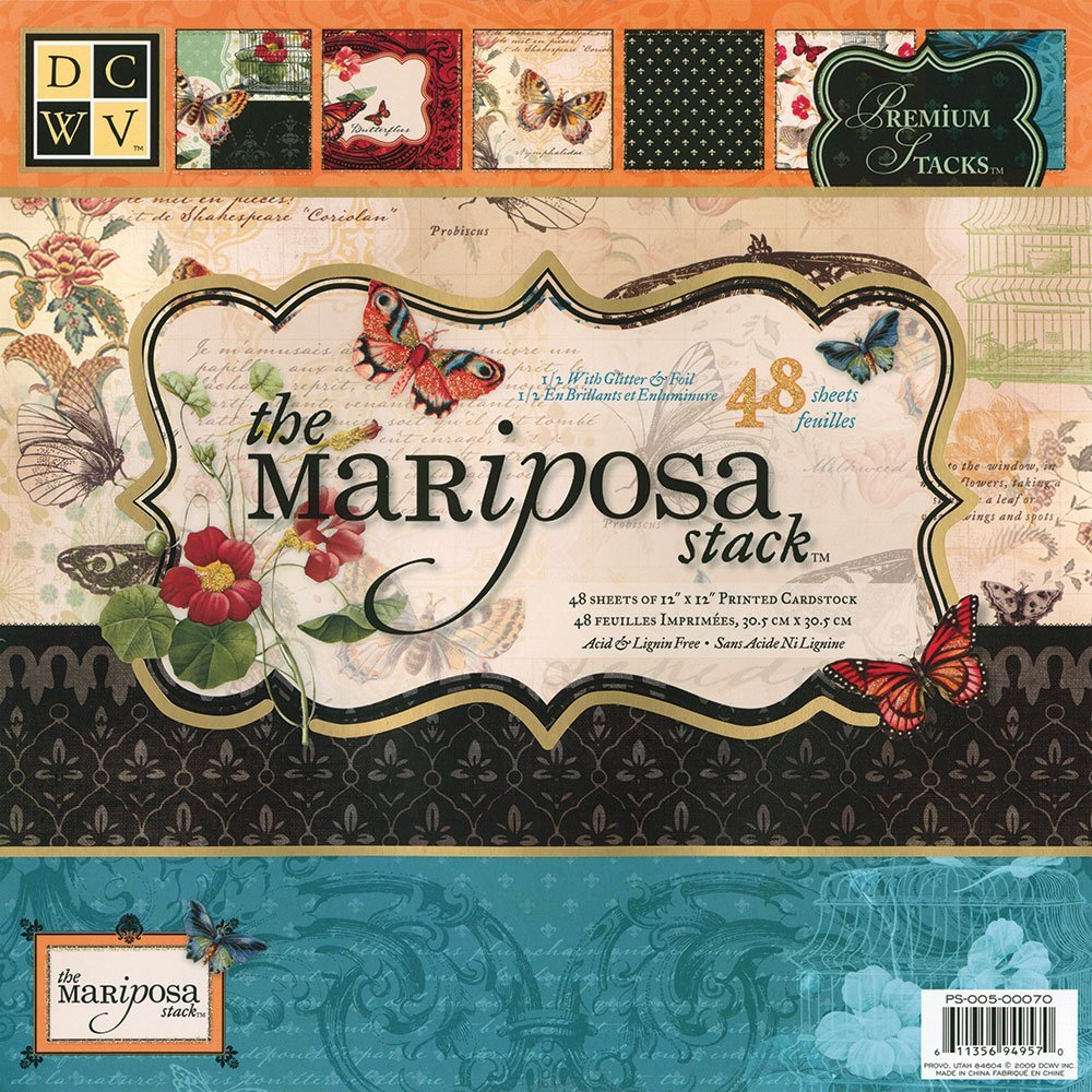DCWV Diecuts With A View Paper Stack 12-inch x 12-inch 48 kg-Mariposa, 48 count (Pack of 1)
