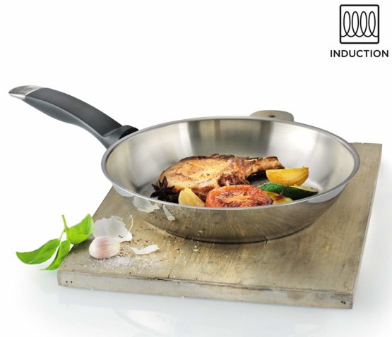 Kuhn Rikon Silver Star Stainless Steel Frying Pan with Waffle Base, 24 cm - Image 3