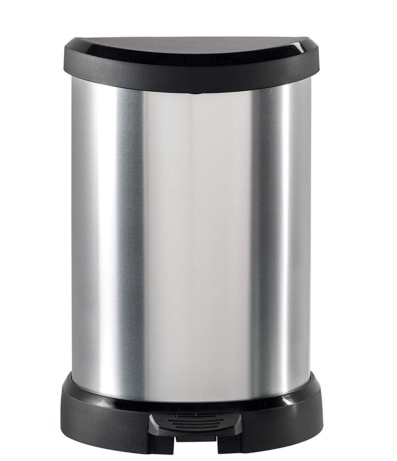 CURVER 20 Litre Metal Effect Pedal Deco Bin, Silver