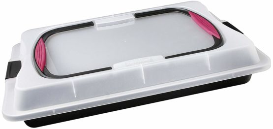 Zenker Rustidera with Lid, Steel / Polypropylene Teflon, 42.5x29.5x8 cm. 1 pc, Black / Transparent / Red, 42.5 x 29.5 x 8 cm