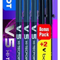 Pilot V5 0.5 mm Liquid Ink Rollerball Pen - Black (Pack of 5)